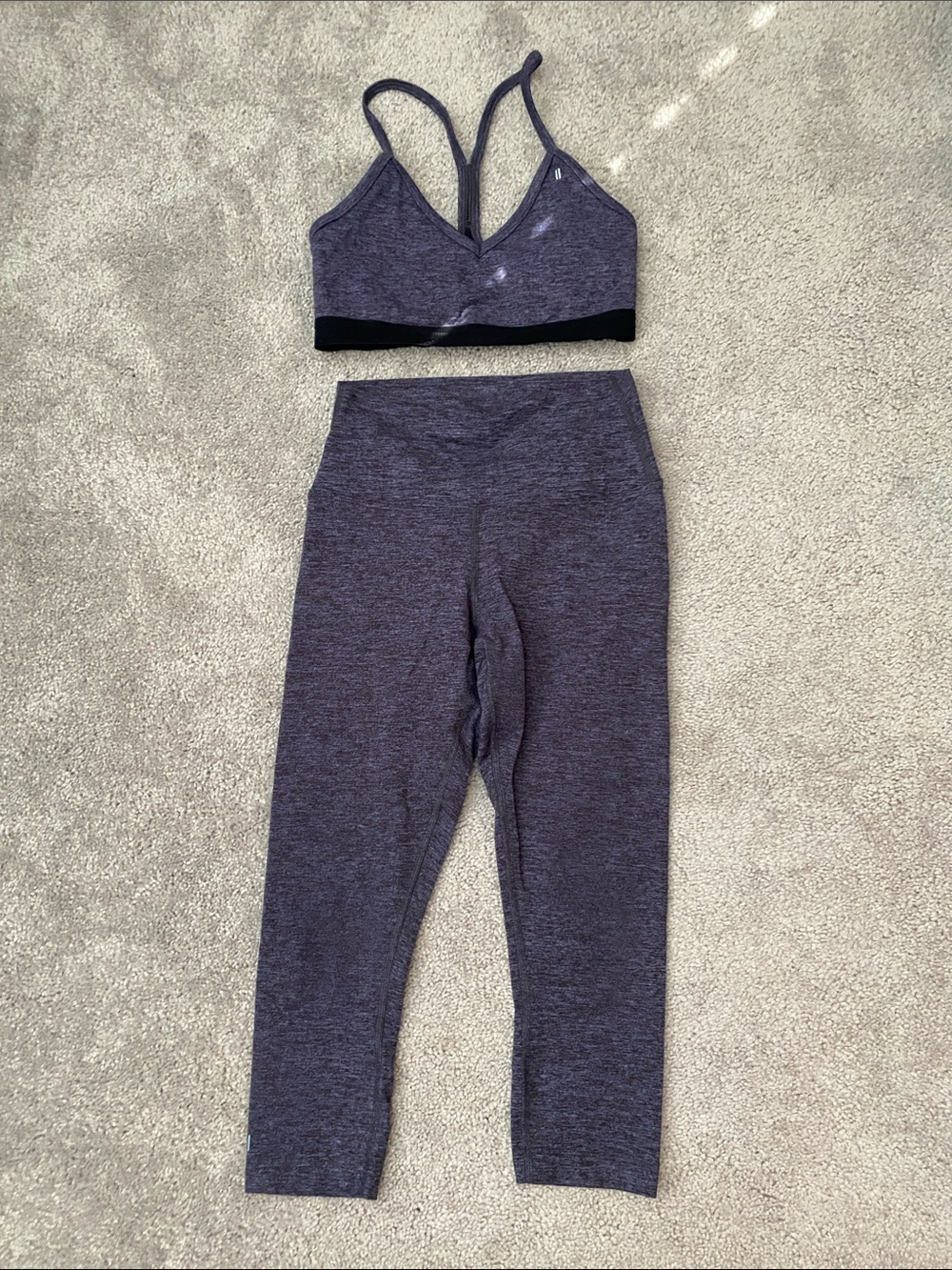 NOBULL Heathered Purple Sports Bra and High-Waist Leggings Set